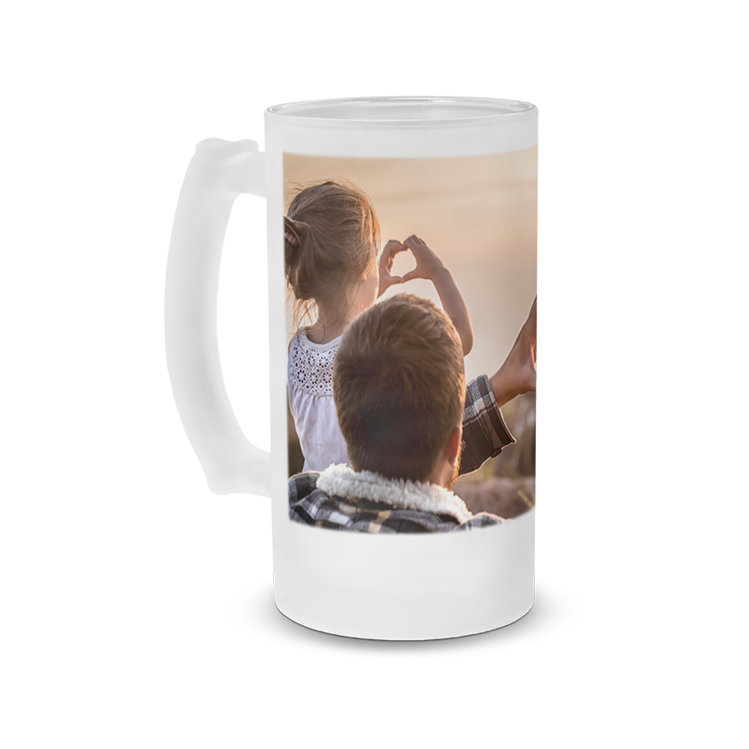 Designly - Chope en Verre givrée avec poignée 16oz personnalisé avec vos propres photos ou designs. Exprimez votre style unique avec cette Chope en Verre givrée avec poignée 16oz, conçue sur mesure avec vos choix d'images et de designs. | Customizable 16oz Frosted Mug With Handle featuring personalized your own photos or designs. Express your unique style with this, tailor-made with your choice of images and designs.