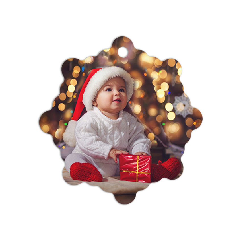 Designly - Ornement de Noël en métal personnalisé avec vos propres photos ou designs. Exprimez votre style unique avec cette Ornement de Noël en métal, conçu sur mesure avec vos choix d'images et de designs. | Customizable Metal Christmas Ornament  featuring personalized your own photos or designs. Express your unique style with this, tailor-made with your choice of images and designs.