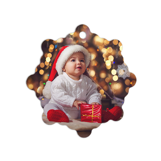 Designly - Ornement de Noël en métal personnalisé avec vos propres photos ou designs. Exprimez votre style unique avec cette Ornement de Noël en métal, conçu sur mesure avec vos choix d'images et de designs. | Customizable Metal Christmas Ornament  featuring personalized your own photos or designs. Express your unique style with this, tailor-made with your choice of images and designs.