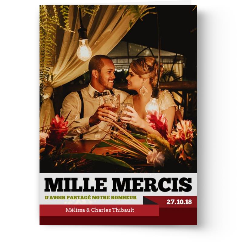 Cartes de remerciement de mariage