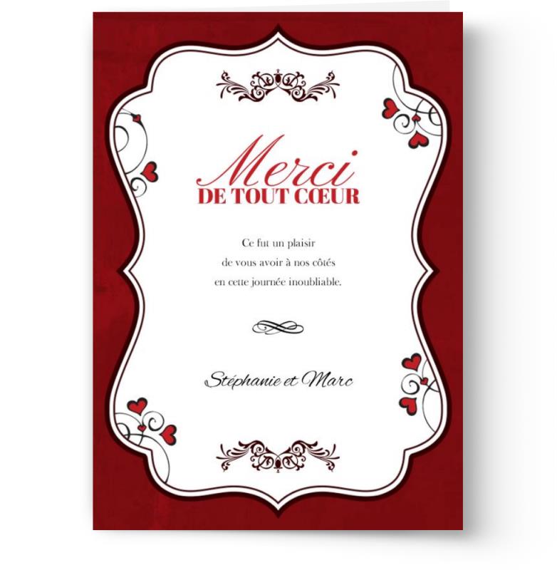 Cartes de remerciement de mariage