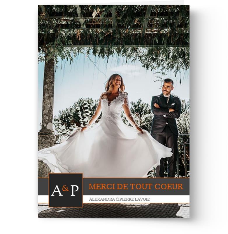 Cartes de remerciement de mariage