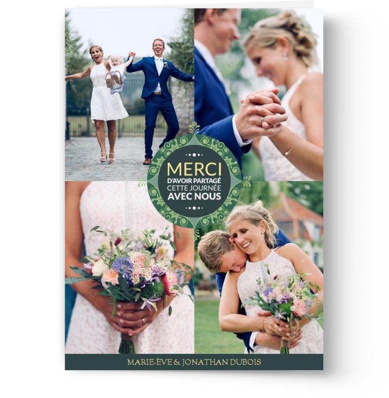 Cartes de remerciement de mariage